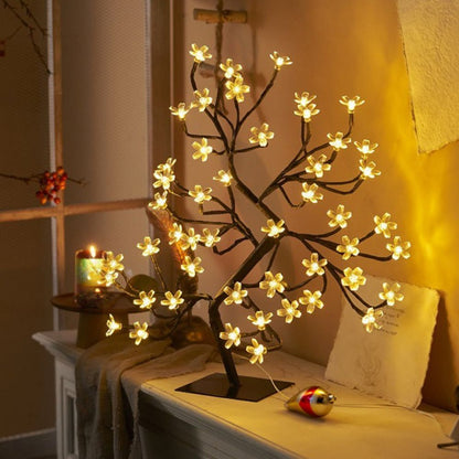 Majisu 48-LED Cherry Blossom Tree Lamp – USB-Powered Table Light with Switch Control for Home & Festive Decor