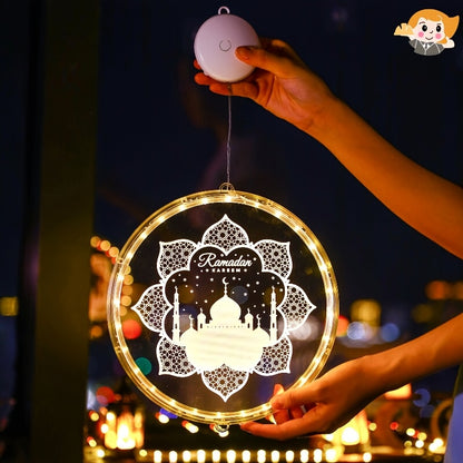 LED Ramadan Lanterns | Moon-Shaped, Multi-Style Hanging Lights for Festive Decoration, Battery-Powered (No Battery Included), Easy Hanging Installation