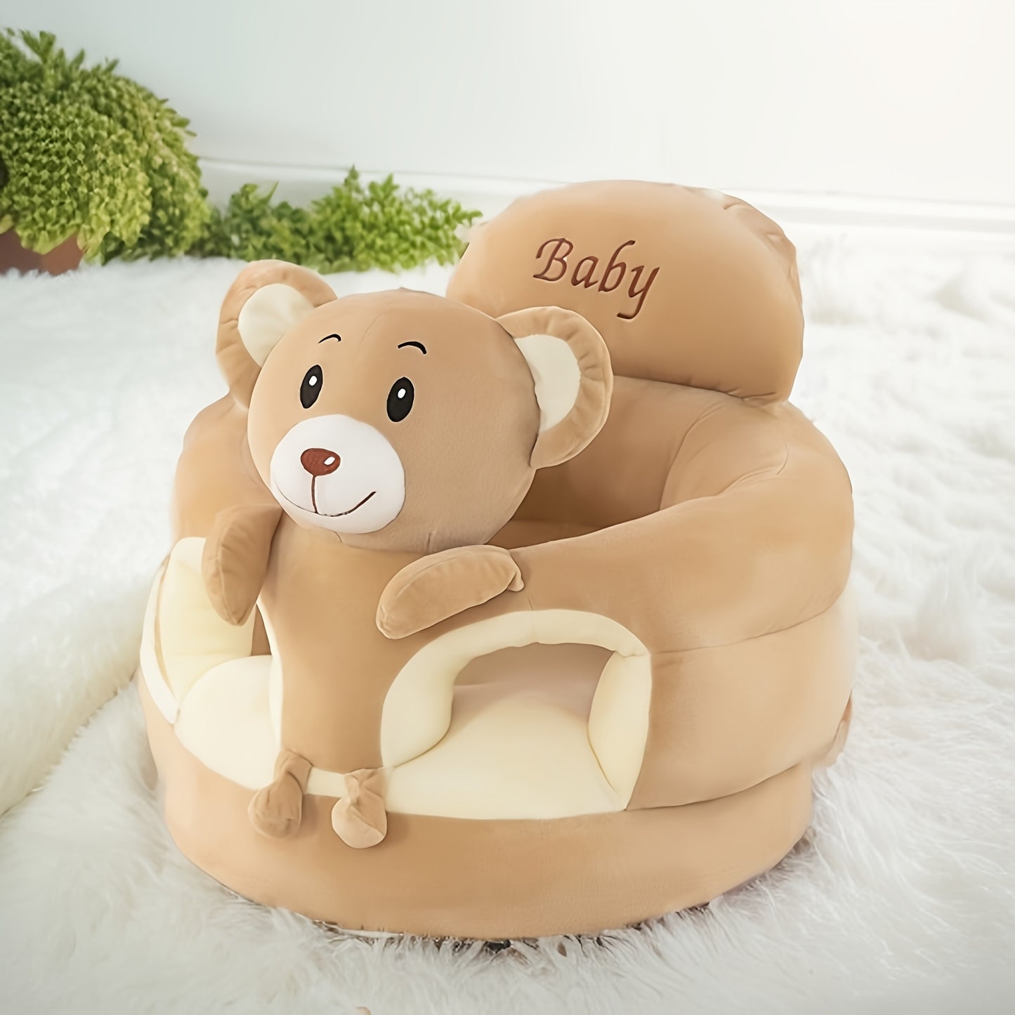 [Soft Youngsters Chair] LIBSIT Soft Plush Youngsters Chair | PVC Material, Green Cartoon Design, Infant Support Seat for Sit and Stand Practice, Safe and Comfortable Learning Sofa for Youngsters