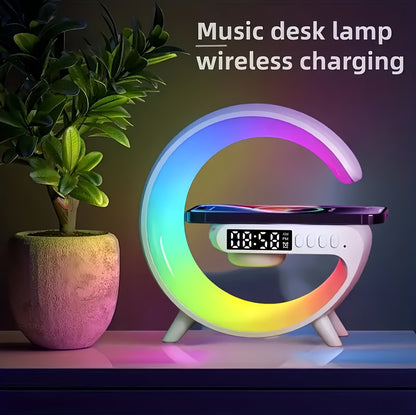 Kouzone Wireless Speaker with Dimmable Alarm Clock – Tabletop Mono Sound Machine with Sunrise Simulation, USB-C, Night Light & Rechargeable Battery