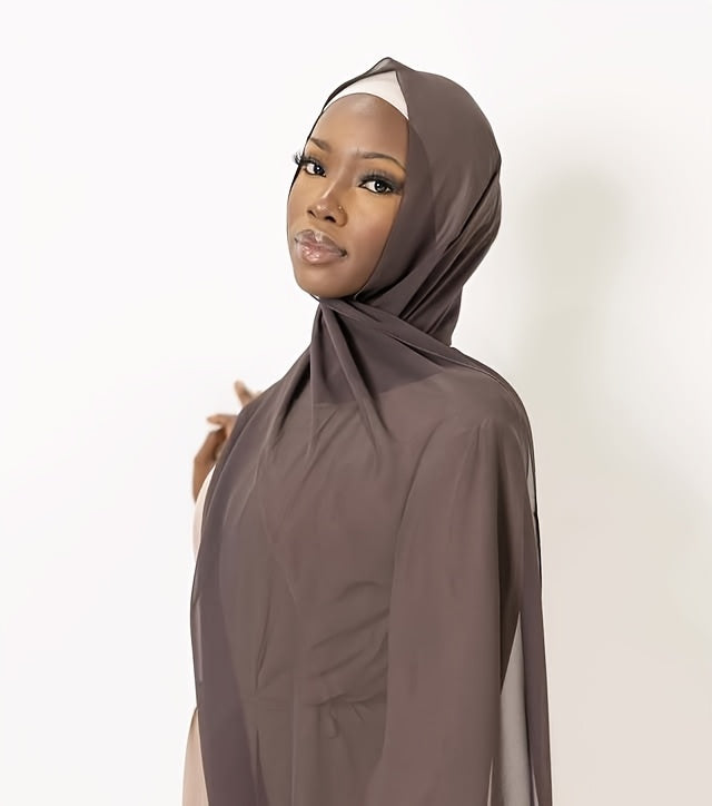 6-Piece Premium Satin Hijab Set – Non-Stretch Snug-Fit Scarves in 10 Solid Colors for Ramadan & Modest Fashion