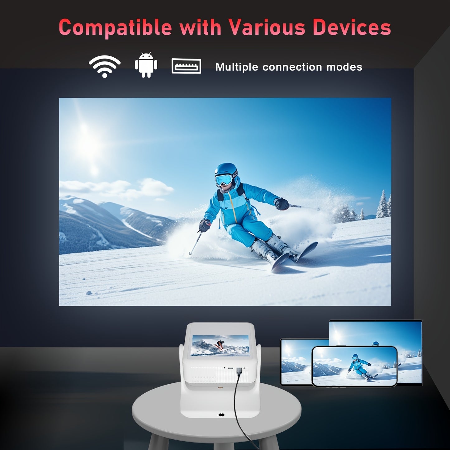 A2 Pro Smart Projector with 8-Inch Touch Screen – Android 12, Native 1080P HD, 4K Compatible Home Theater Projector with Autofocus & Auto Keystone Correction