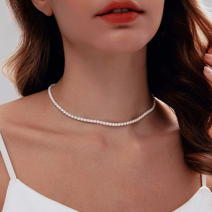 925 Sterling Silvery Set, Women's Luxury Tennis Necklace + Bracelet + Earrings Three-Piece Set, Mother's Day/Valentine's Day Gift