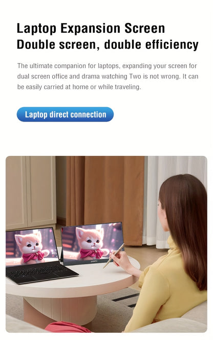 Anmite 15.6-Inch Portable Touch Monitor, 1080P HDR, Built-In Vertical Stand, Low Blue Light, Suitable for Xbox/Ps5/Switch/Mobile/Pc/Laptop Expansion.