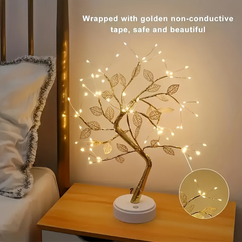 Golden Leaf Tree Lamp – 72 LED USB-Powered Decorative Light with Elegant Branch Design for Home & Events