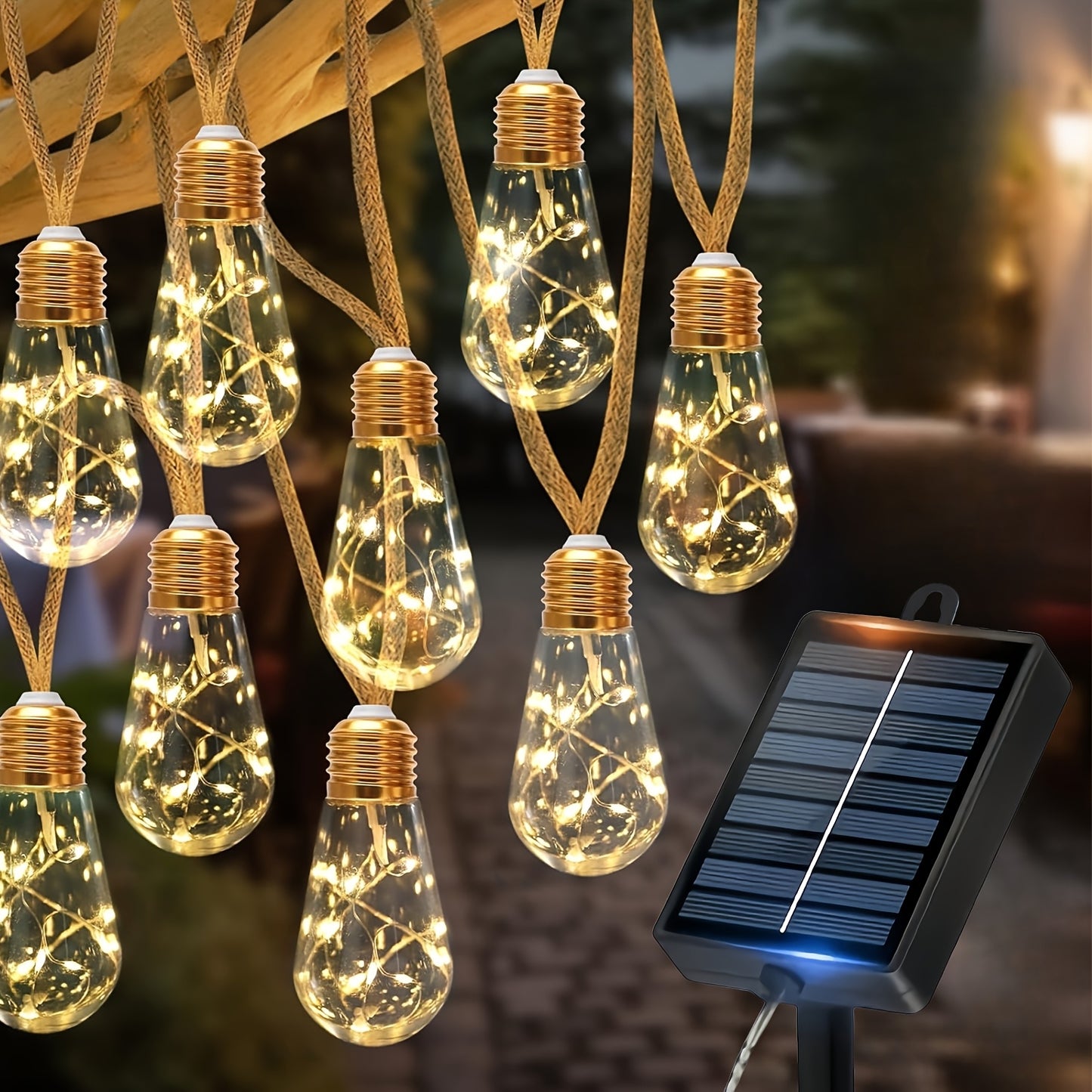 Solar Outdoor Fairy String Lights – 8-Mode LED Bulb Set (10/15/25 Bulbs) with Auto On/Off for Gardens, Fences, Parties, Weddings & Christmas Décor