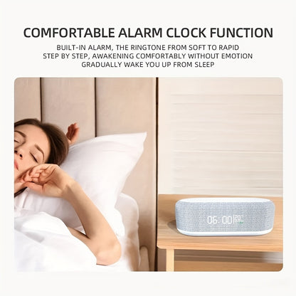 4-in-1 Night Light Alarm Clock with Wireless Charging – USB-C Digital Clock with Adjustable 3-Mode Lighting, Perfect for Travel