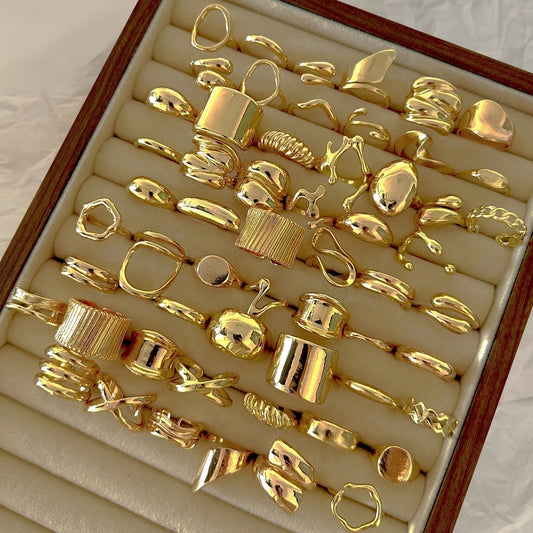 Random 24pcs Stackable Rings Set - Unique Twisted Irregular Design, Versatile Styles (Styles and Sizes May Vary, No Box)