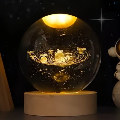 3D Saturn Crystal Ball Night Light – USB-Powered Mini Galaxy Lamp, Warm Glow Home & Office Decor Gift