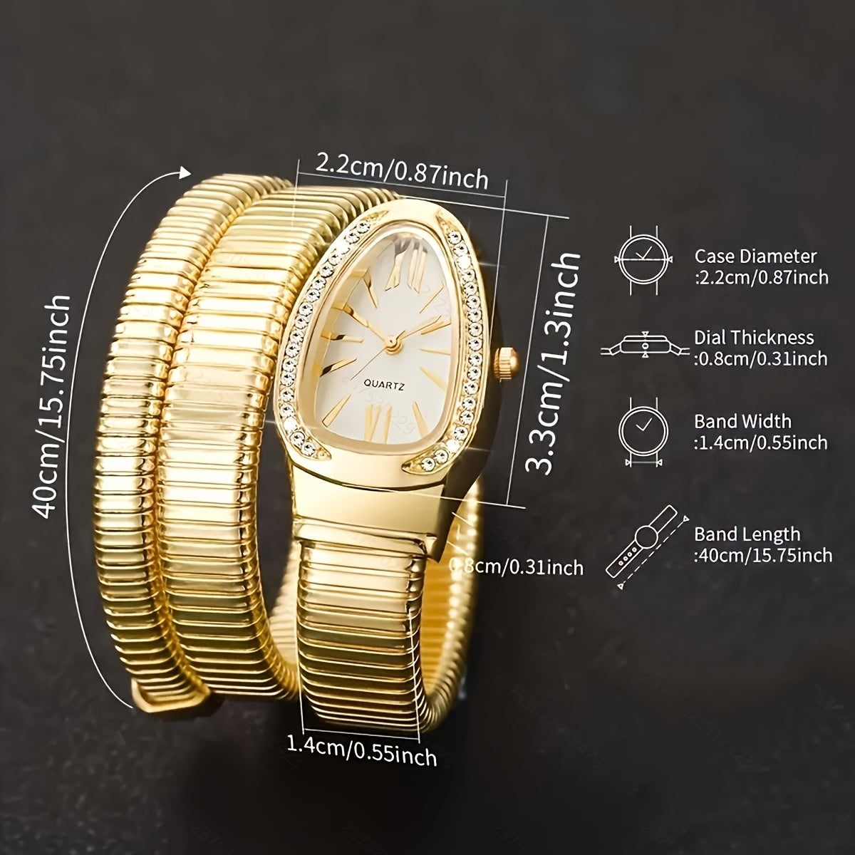 Bohemian Snake Quartz Watch – Stylish Flexible Coil Strap, Oval Case, Trendy Decorative Design, Perfect Gift for Women