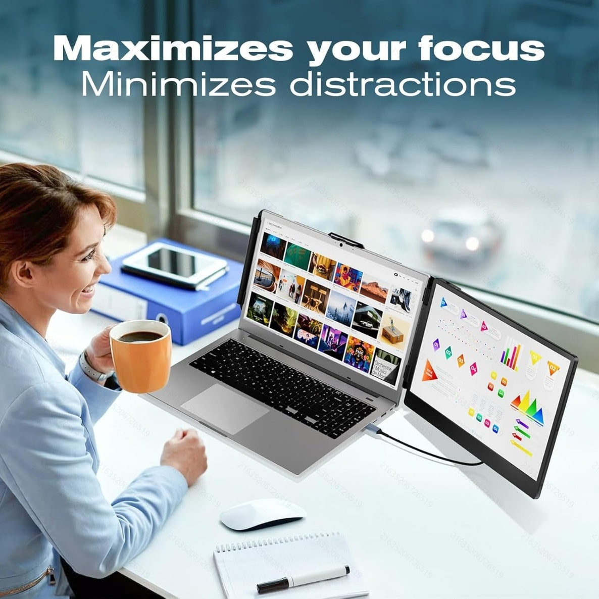 Premium UHD Laptop Screen Extender – 14" FHD 1920×1200 IPS Dual Display with Business Bag, Plug & Play for 13–17" Laptops