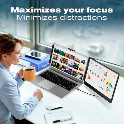 Premium UHD Laptop Screen Extender – 14" FHD 1920×1200 IPS Dual Display with Business Bag, Plug & Play for 13–17" Laptops