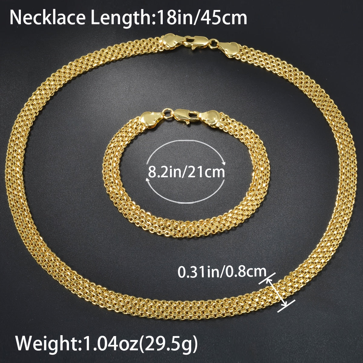 Women’s Woven Chain Jewelry Set – Necklace & Bracelet with Golden Copper Beads for Daily Wear, Parties & Festivals