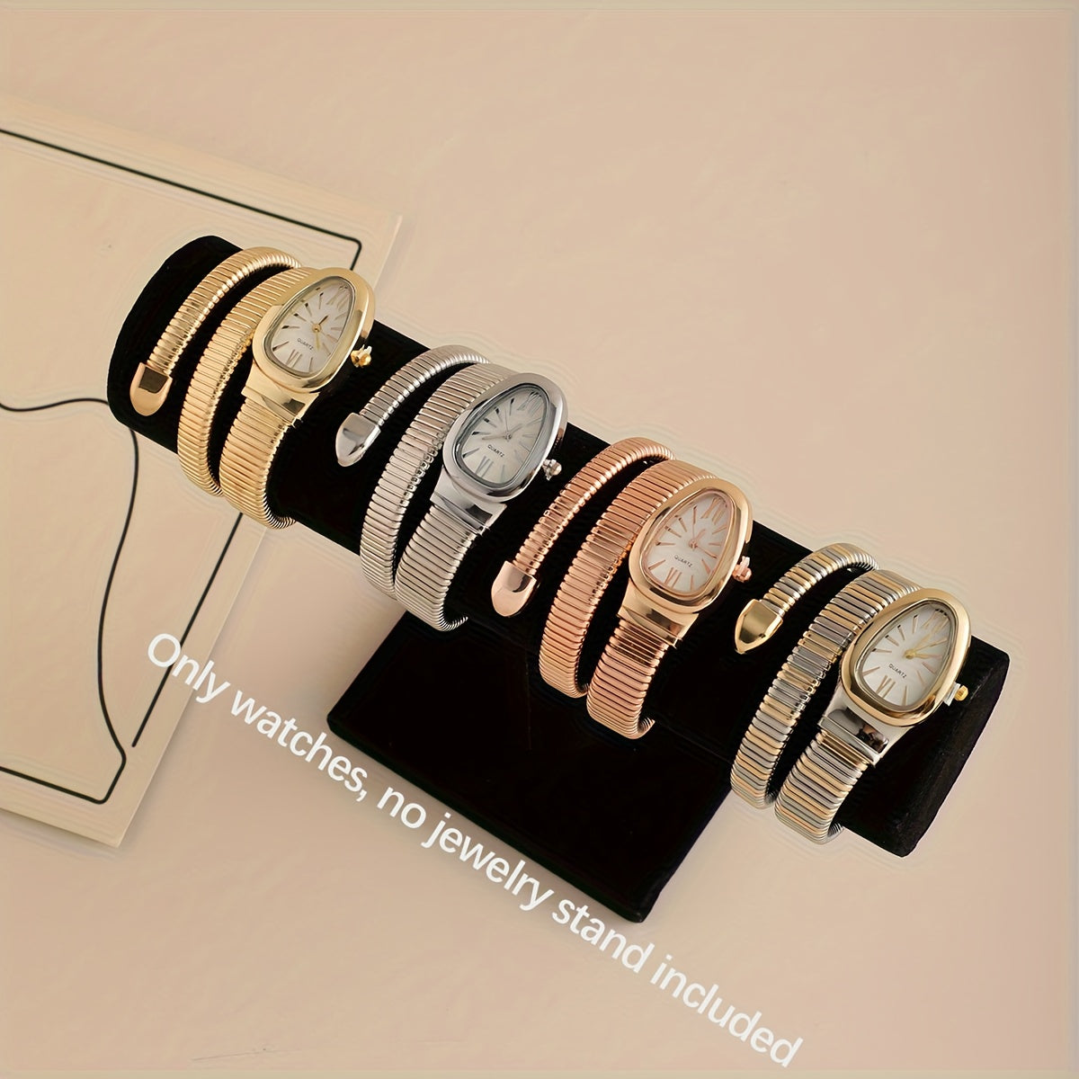 Bohemian Snake Quartz Watch – Stylish Flexible Coil Strap, Oval Case, Trendy Decorative Design, Perfect Gift for Women