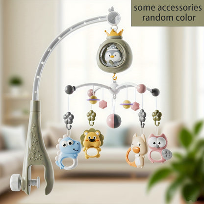 Penguin Baby Bed Mobile with Music & Lights - Rotating Brain-Stimulating Toy Featuring Adorable Penguins, Bears, and Animals - Ideal Christmas or Birthday Gift for Infants, Available in Pink/Blue, Random Colors, Penguin Gifts