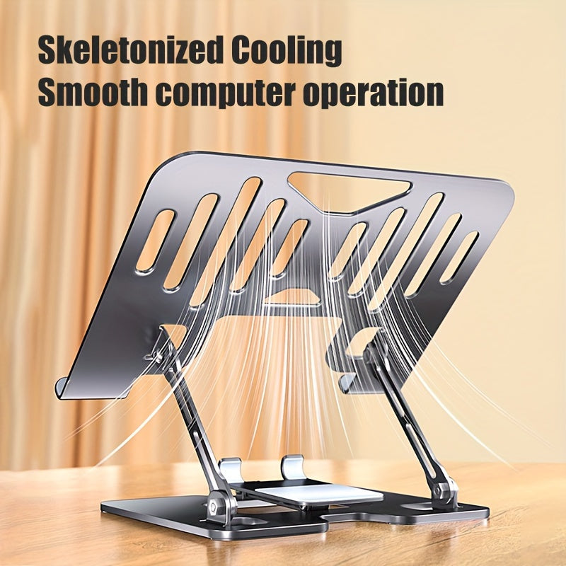 2-in-1 Adjustable Laptop & Phone Stand – Foldable Carbon Steel Design with Heat Dissipation & Multi-Angle Support