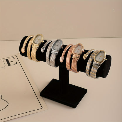 Bohemian Snake Watch Set – Quartz Movement, Flexible Coil Strap & Oval Case, Elegant Snake Pattern, Durable & Stylish Gift Timepiece