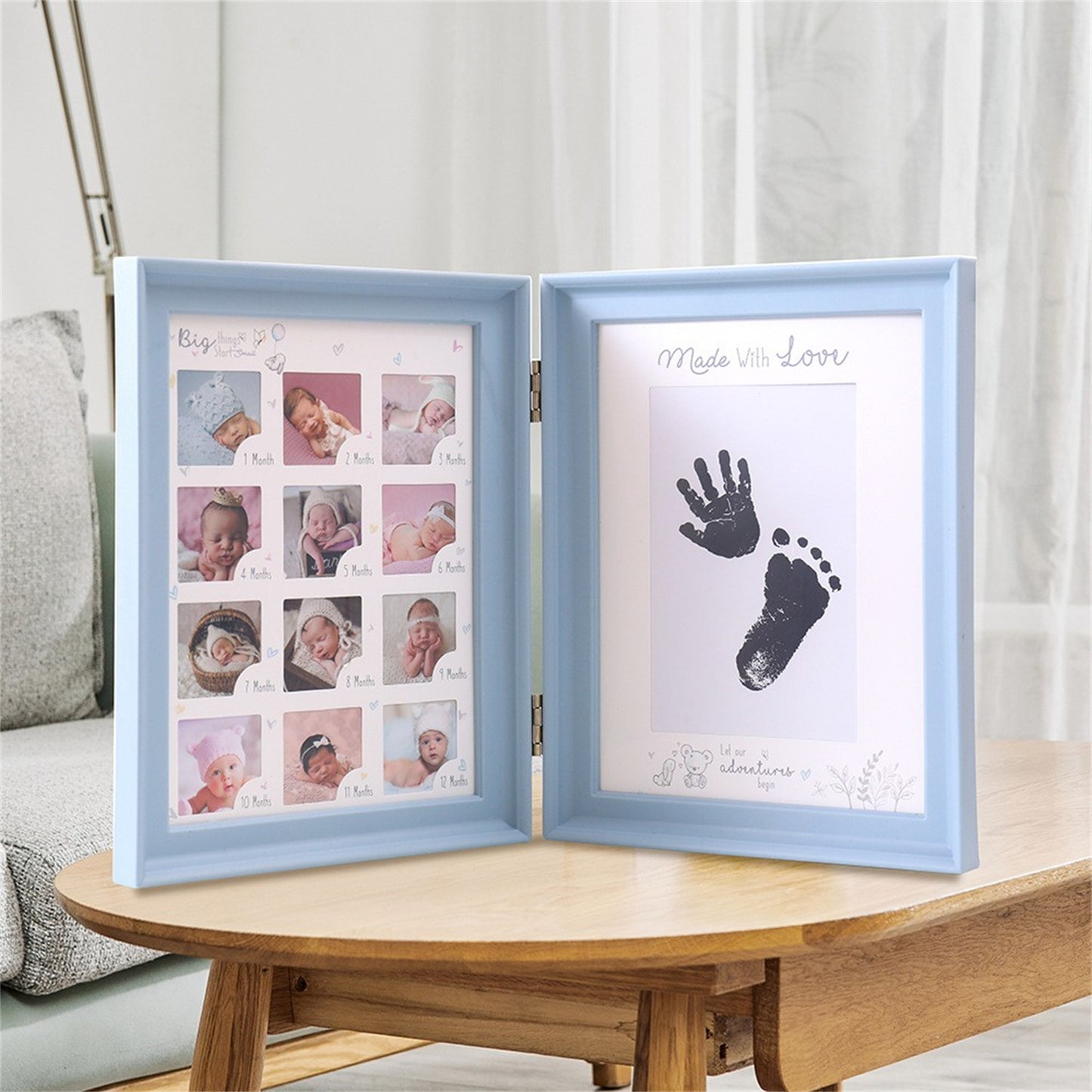 Baby Hand & Footprint Keepsake Frame – PVC Personalized Photo Display with Ink Print Kit for Christmas, Halloween, Thanksgiving & Milestone Memories