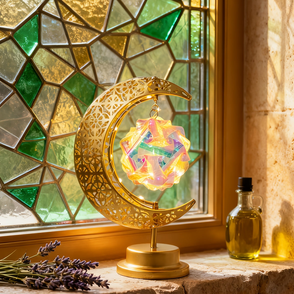 LED Iron Hollow Moon Light | Rotatable, Suitable for Desk Lamp, Decorative for Christmas, Ramadan, Valentine'S Day, Winter Holidays