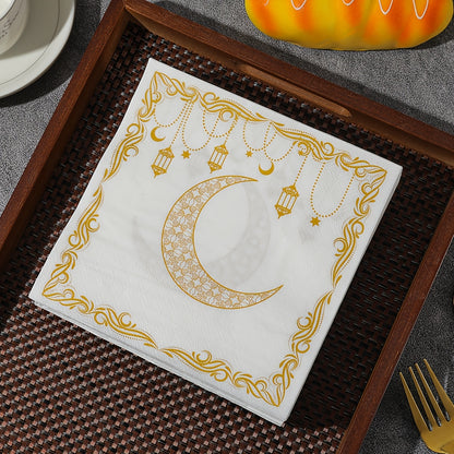 20pcs 2025 New Ramadan Theme Disposable Napkins - 2-Ply - Suitable for Ramadan Parties And Holiday Table Decorations, 13-Inch Square, Ideal for Kitchen And Dining Room, Ramadan Decorations