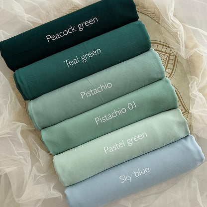 6-Piece Premium Satin Hijab Set – Non-Stretch Snug-Fit Scarves in 10 Solid Colors for Ramadan & Modest Fashion