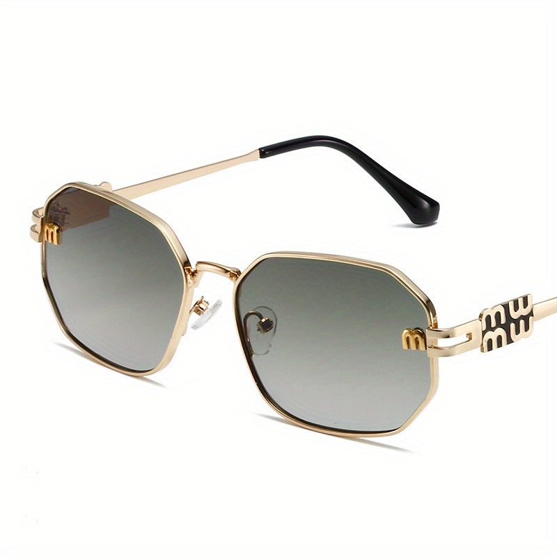 Stylish Polygonal for Women - Designer Retro Metal Punk Fashion Shades, Unisex Black Eyewear