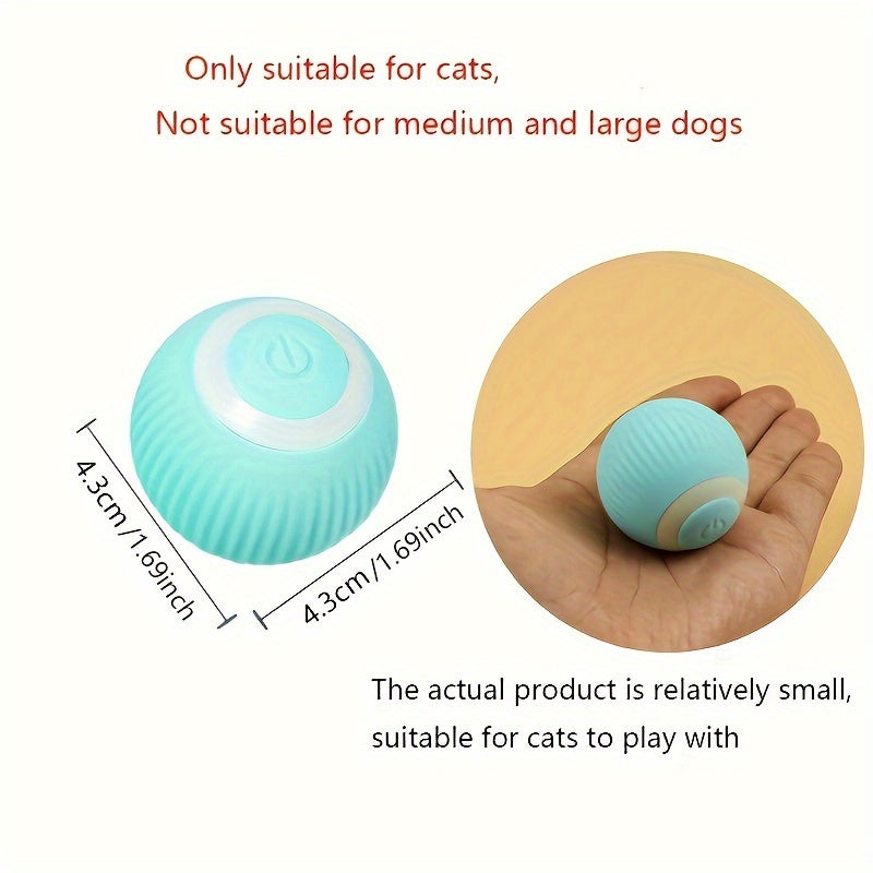 MIAOQUANJI USB-Rechargeable Automatic Cat Ball – Motion-Activated Rolling Toy with Glow-in-the-Dark Light, Durable Silicone Design (Blue)