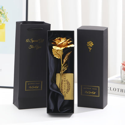 Golden Foil Rose Gift Box Set – Elegant Faux Rose Keepsake for Mother’s Day, Birthdays, Parties & Romantic Gifts