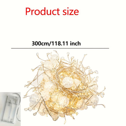 300 Cm / 118.11 Inches Long LED Ice Crack Ball String Lights - Elegant Hanging Decoration, Ramadan String Lights, Suitable for Weddings, Parties, Ramadan Festival, Eid Al-Fitr, Home/Office Decor, No Batteries Required, Easy t