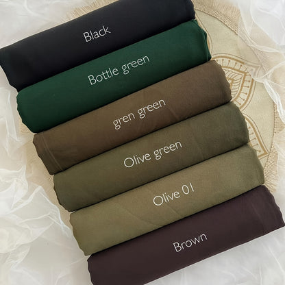 6-Piece Premium Satin Hijab Set – Non-Stretch Snug-Fit Scarves in 10 Solid Colors for Ramadan & Modest Fashion