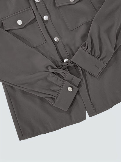 Elegant Women’s Drawstring Waist Top & Skirt Set – Spring/Autumn Collection