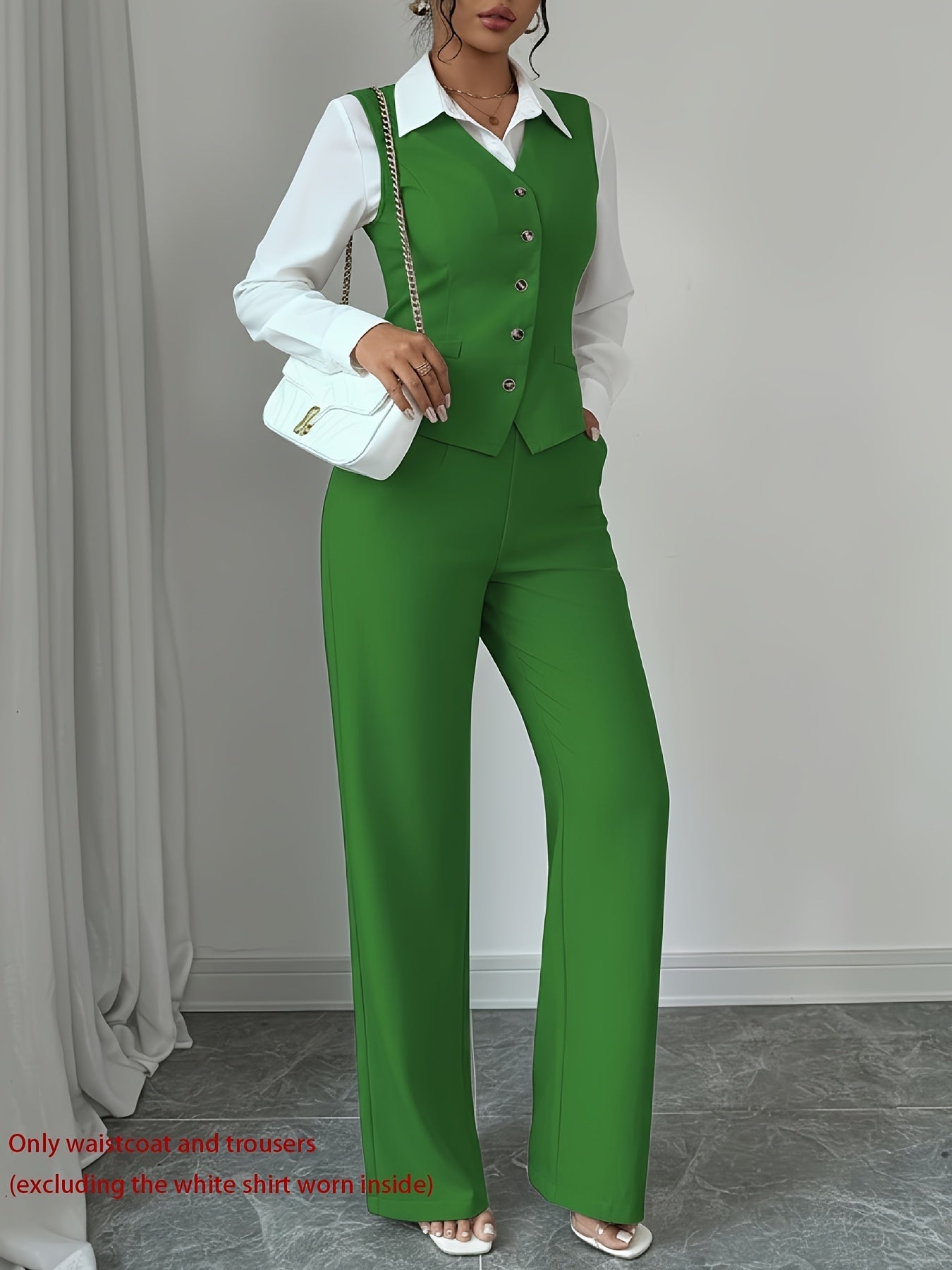 Women’s Sleeveless Cinched-Waist Vest & High-Waisted Wide-Leg Pants Set – Elegant Solid-Color Summer Two-Piece Outfit