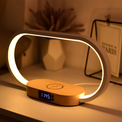 10W Fast Wireless Charging Station with Adjustable LED Desk Lamp, Night Light & Clock – Touch Control USB Charger for iPhone, Samsung & Smartwatches
