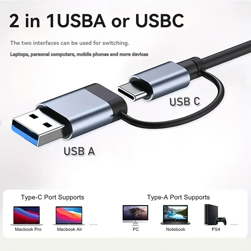 [8-in-1 USB Hub] 8-in-1 USB 3.0 Hub | Type-C Docking Station for Laptops & Desktops with Multi-Port Simultaneous Use, High-Speed Scaling, CD/TF Card Reader, Keyboard, Mouse, Hard Drive, and Fan Connections