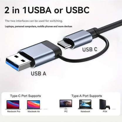 [8-in-1 USB Hub] 8-in-1 USB 3.0 Hub | Type-C Docking Station for Laptops & Desktops with Multi-Port Simultaneous Use, High-Speed Scaling, CD/TF Card Reader, Keyboard, Mouse, Hard Drive, and Fan Connections