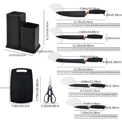 19-Piece Kitchen Utensil Set – Heat-Resistant Silicone Spatulas, 6 Sharp Knives, and Durable Cutting Board for Everyday Cooking