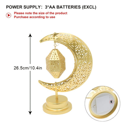 LED Iron Hollow Moon Light | Rotatable, Suitable for Desk Lamp, Decorative for Christmas, Ramadan, Valentine'S Day, Winter Holidays