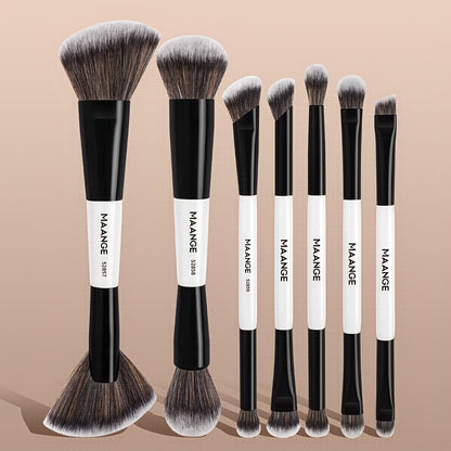 MAANGE 7-Piece Double-Head Makeup Brush Set – Soft Thick Bristles for Foundation, Powder, Blush & Travel-Friendly Beauty Application