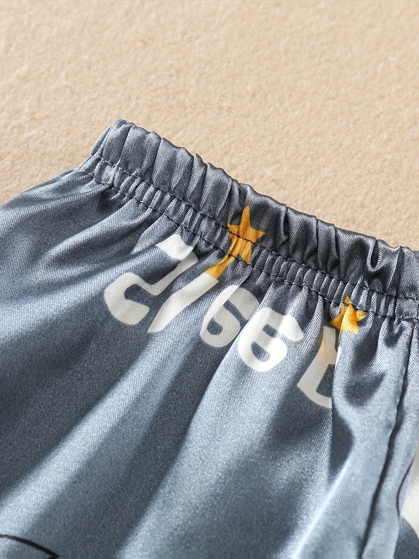 3 Sets (6pcs) Boys’ Cartoon Long-Sleeve Pajama Sets – Casual Non-Stretch Animal Print Sleepwear with Button Front & Cardigan Collar for Spring/Summer/Fall