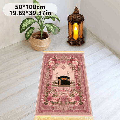 1pc 1pcs Luxurious Thick Prayer Mat Suitable for Islamic Home Prayer - Non-Slip Foldable Muslim Prayer, Machine Washable Soft Comfortable Prayerative Mat for &, Portable for Travel or Indoor Use with Tassels ()