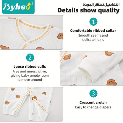 26-Piece Newborn Baby Clothing & Accessories Set – Soft Cotton White/Beige Layette with Brown Bear Designs, All-Season Unisex Gift Collection