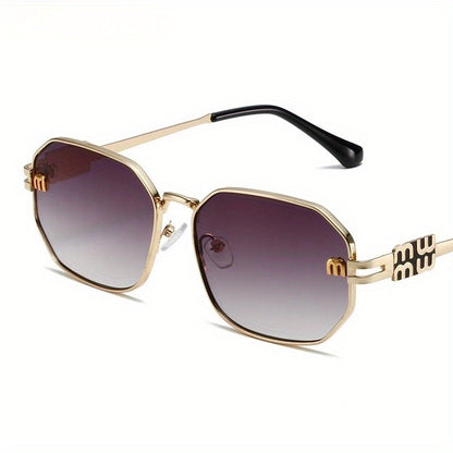 Stylish Polygonal for Women - Designer Retro Metal Punk Fashion Shades, Unisex Black Eyewear