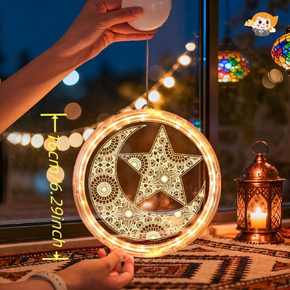 LED Ramadan Lanterns | Moon-Shaped, Multi-Style Hanging Lights for Festive Decoration, Battery-Powered (No Battery Included), Easy Hanging Installation