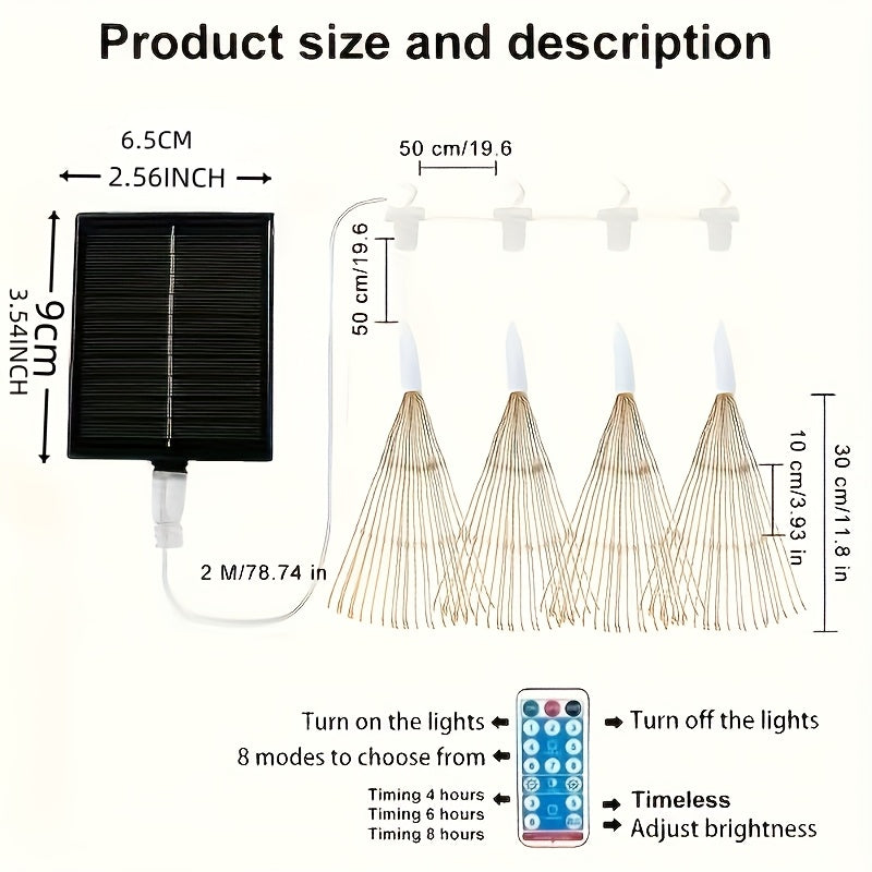 4pcs Per Set Solar Hanging Fireworks Lights
