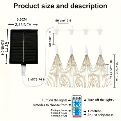 4pcs Per Set Solar Hanging Fireworks Lights
