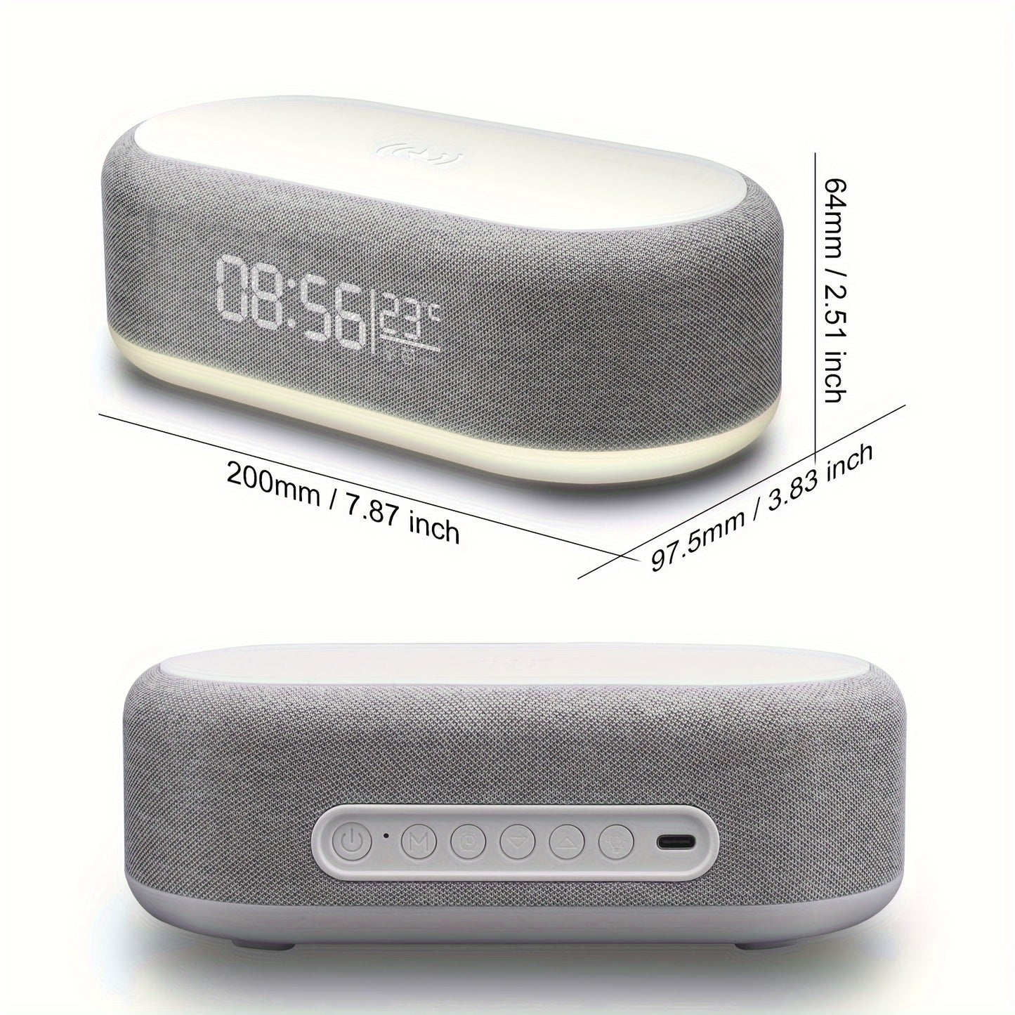 4-in-1 Night Light Alarm Clock with Wireless Charging – USB-C Digital Clock with Adjustable 3-Mode Lighting, Perfect for Travel