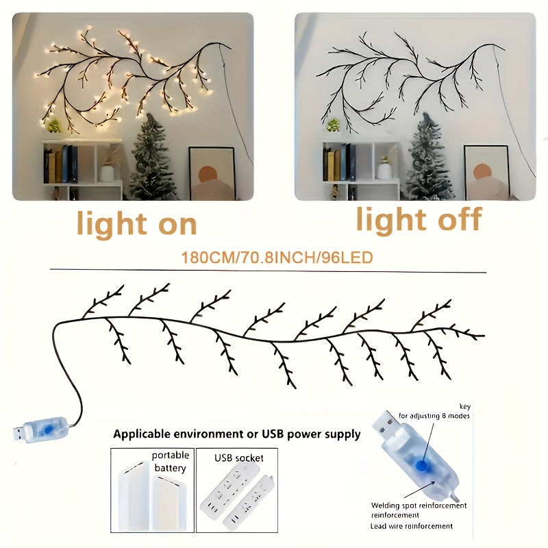 96-LED Willow Wall Lamp – Artificial Plant Branch Light for Elegant Bedroom & Living Room Decor