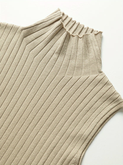 طقم بدلة شتوية منسقة للنساء من ثلاث قطع - كارديجان طويل كبير الحجم، سترة بياقة عالية وبنطلون واسع الساق، لون بيج مع حواف بيضاء، طقم مطاطي ومتعدد الاستخدامات للعمل أو الحفلات، قابل للغسل اليدوي