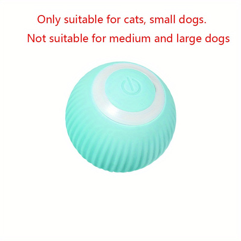 MIAOQUANJI USB-Rechargeable Automatic Cat Ball – Motion-Activated Rolling Toy with Glow-in-the-Dark Light, Durable Silicone Design (Blue)