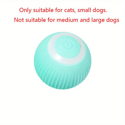 MIAOQUANJI USB-Rechargeable Automatic Cat Ball – Motion-Activated Rolling Toy with Glow-in-the-Dark Light, Durable Silicone Design (Blue)